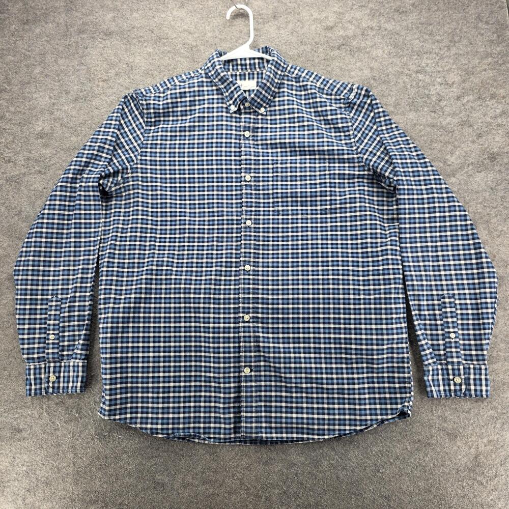 GAP Shirt Mens XL Tall Blue Plaid Untucked Fit Stretch Button Down Casual